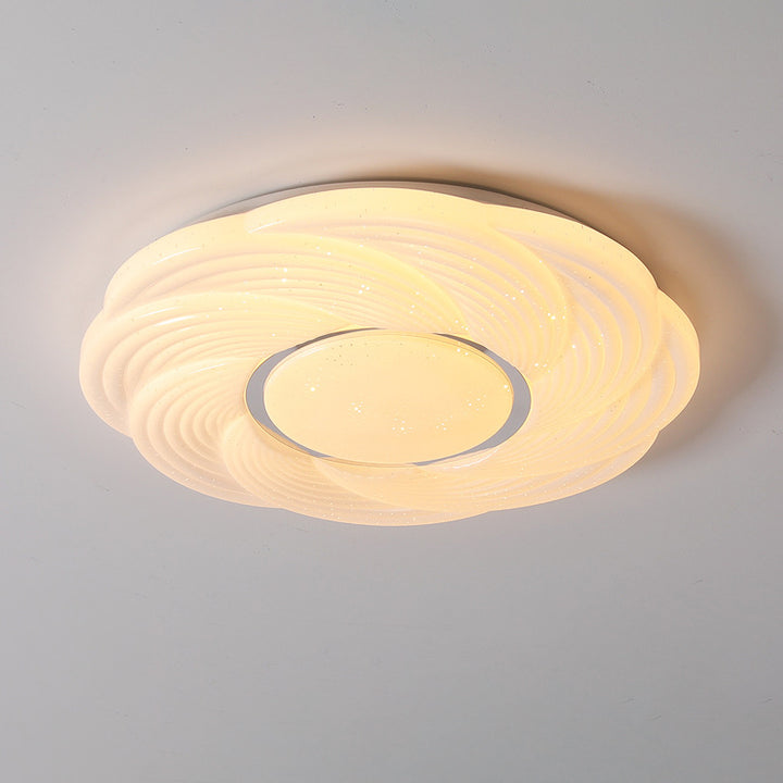 Modern Simplicity Iron Acrylic Square Round Petal LED Flush Mount Ceiling Light For Bedroom