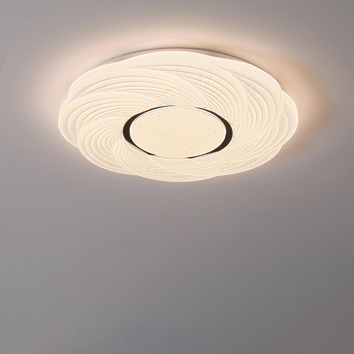 Modern Simplicity Iron Acrylic Square Round Petal LED Flush Mount Ceiling Light For Bedroom