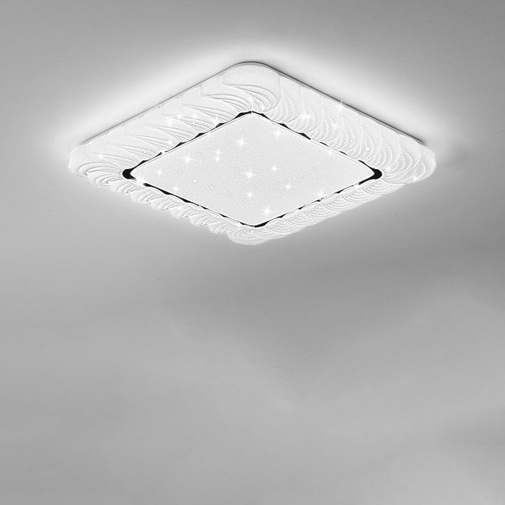 Modern Simplicity Iron Acrylic Square Round Petal LED Flush Mount Ceiling Light For Bedroom