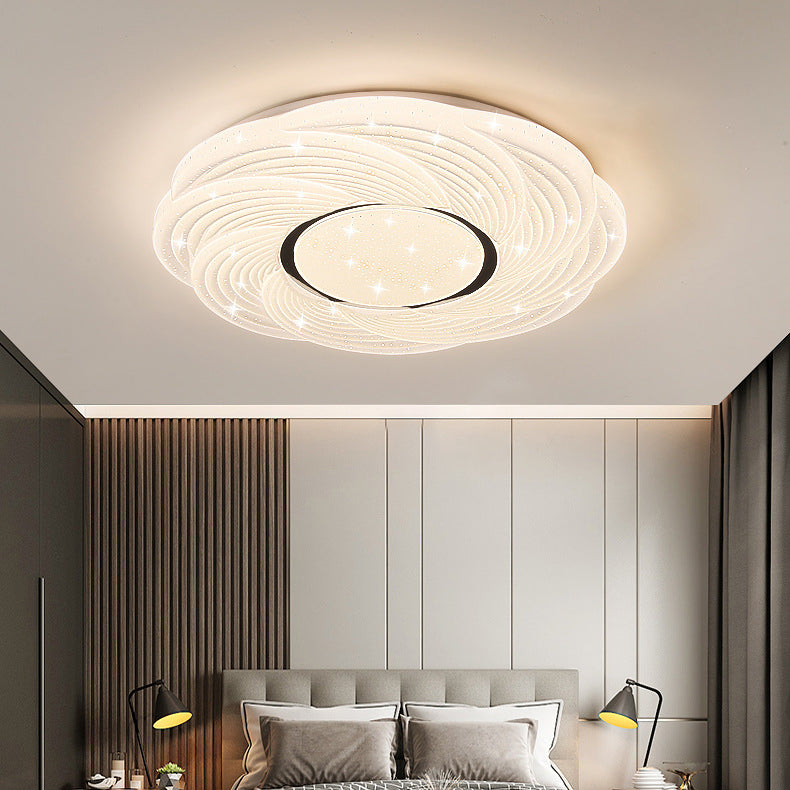 Modern Simplicity Iron Acrylic Square Round Petal LED Flush Mount Ceiling Light For Bedroom