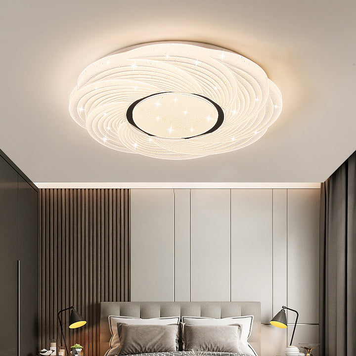 Modern Simplicity Iron Acrylic Square Round Petal LED Flush Mount Ceiling Light For Bedroom