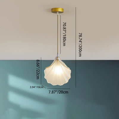 Modern Luxury Iron Frosted Glass Seashell Pearl 1-Light Pendant Light For Bedroom
