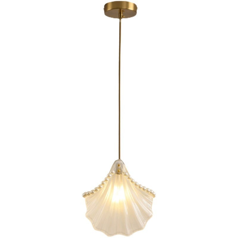 Modern Luxury Iron Frosted Glass Seashell Pearl 1-Light Pendant Light For Bedroom