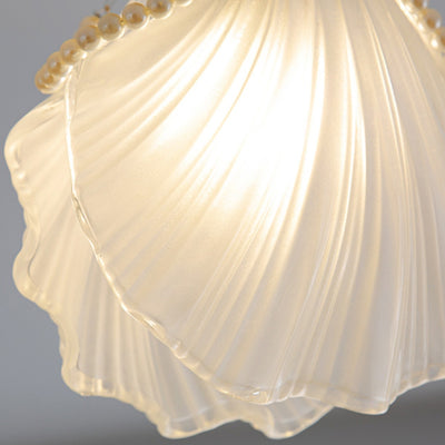 Modern Luxury Iron Frosted Glass Seashell Pearl 1-Light Pendant Light For Bedroom