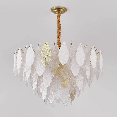 Modern Luxury Iron Frosted Glass Branch Leaves 6/8/9/12/15-Light Chandeliers For Living Room