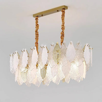 Modern Luxury Iron Frosted Glass Branch Leaves 6/8/9/12/15-Light Chandeliers For Living Room