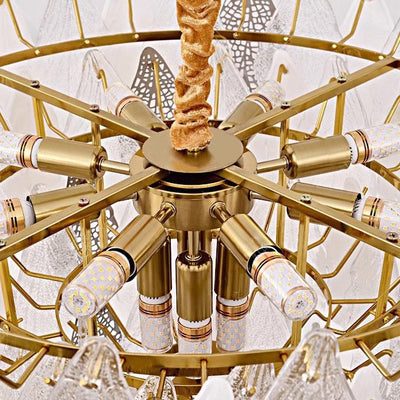 Modern Luxury Iron Frosted Glass Branch Leaves 6/8/9/12/15-Light Chandeliers For Living Room