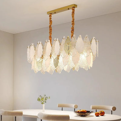 Modern Luxury Iron Frosted Glass Branch Leaves 6/8/9/12/15-Light Chandeliers For Living Room