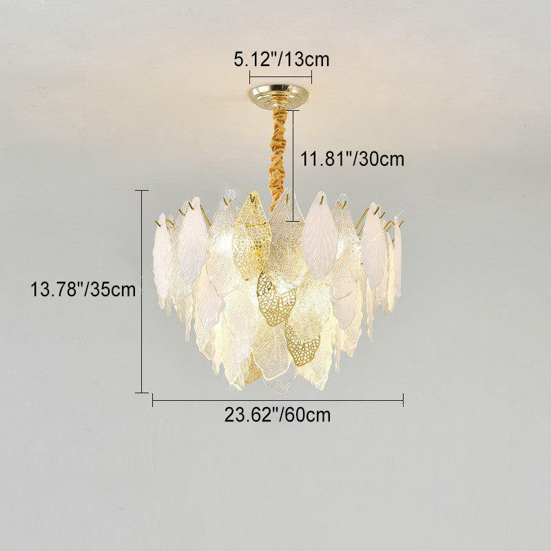 Modern Luxury Iron Frosted Glass Branch Leaves 6/8/9/12/15-Light Chandeliers For Living Room