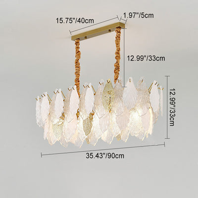 Modern Luxury Iron Frosted Glass Branch Leaves 6/8/9/12/15-Light Chandeliers For Living Room
