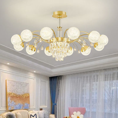 Contemporary Luxury Iron Crystal Glass Ball Branches 6/8/10/12-Light Chandelier For Living Room