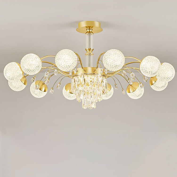 Lustre Contemporain de Luxe en Fer avec Boules de Verre en Cristal et Branches 6/8/10/12 Lumières pour Salon 