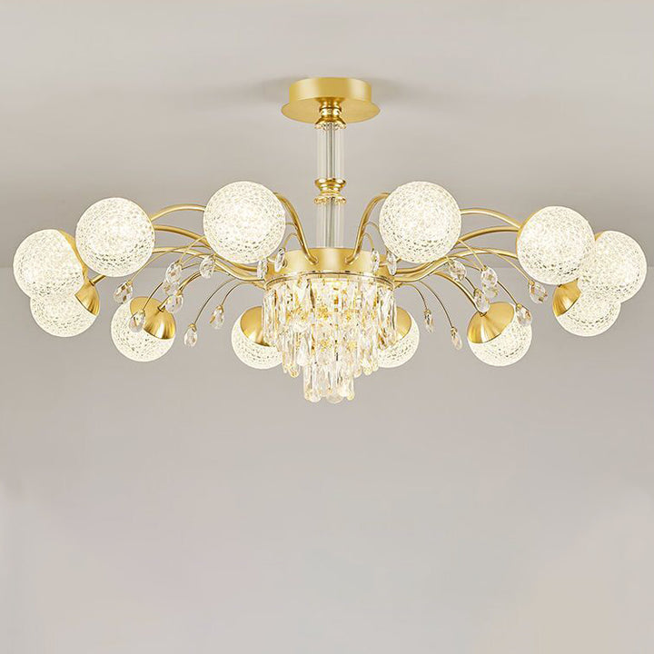 Lustre Contemporain de Luxe en Fer avec Boules de Verre en Cristal et Branches 6/8/10/12 Lumières pour Salon 