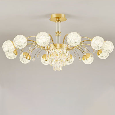 Contemporary Luxury Iron Crystal Glass Ball Branches 6/8/10/12-Light Chandelier For Living Room