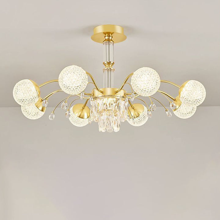Lustre Contemporain de Luxe en Fer avec Boules de Verre en Cristal et Branches 6/8/10/12 Lumières pour Salon 
