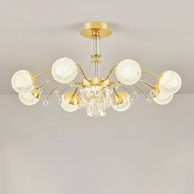 Contemporary Luxury Iron Crystal Glass Ball Branches 6/8/10/12-Light Chandelier For Living Room