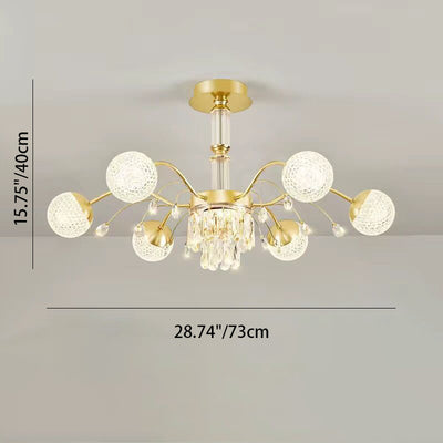Contemporary Luxury Iron Crystal Glass Ball Branches 6/8/10/12-Light Chandelier For Living Room