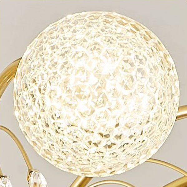 Lustre Contemporain de Luxe en Fer avec Boules de Verre en Cristal et Branches 6/8/10/12 Lumières pour Salon 