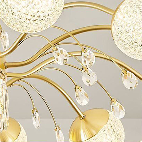 Lustre Contemporain de Luxe en Fer avec Boules de Verre en Cristal et Branches 6/8/10/12 Lumières pour Salon 