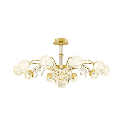 Contemporary Luxury Iron Crystal Glass Ball Branches 6/8/10/12-Light Chandelier For Living Room