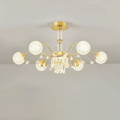 Contemporary Luxury Iron Crystal Glass Ball Branches 6/8/10/12-Light Chandelier For Living Room