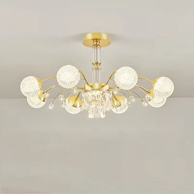 Contemporary Luxury Iron Crystal Glass Ball Branches 6/8/10/12-Light Chandelier For Living Room