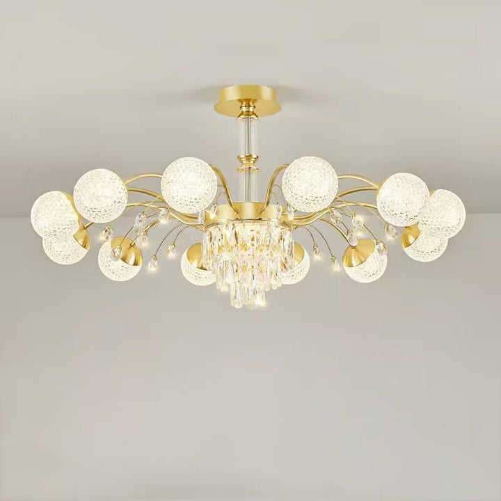 Lustre Contemporain de Luxe en Fer avec Boules de Verre en Cristal et Branches 6/8/10/12 Lumières pour Salon 