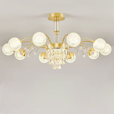 Contemporary Luxury Iron Crystal Glass Ball Branches 6/8/10/12-Light Chandelier For Living Room
