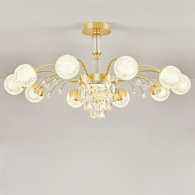 Contemporary Luxury Iron Crystal Glass Ball Branches 6/8/10/12-Light Chandelier For Living Room