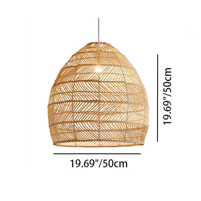 Forma de linterna bohemia contemporánea tejido de bambú madera 1 - Luz colgante para comedor 