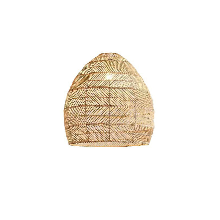 Forma de linterna bohemia contemporánea tejido de bambú madera 1 - Luz colgante para comedor 