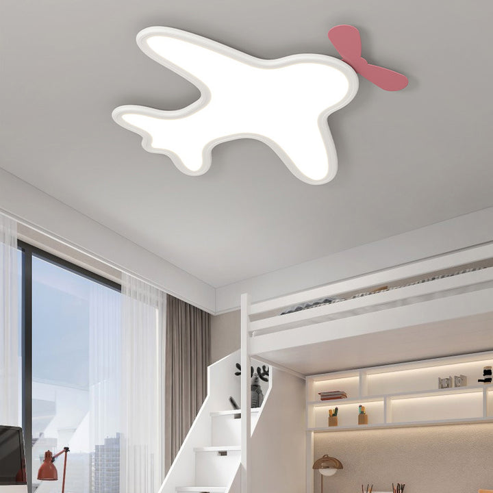 Plafonnier LED en acrylique et aluminium avec avion et ours cartoon créatif contemporain pour chambre d&