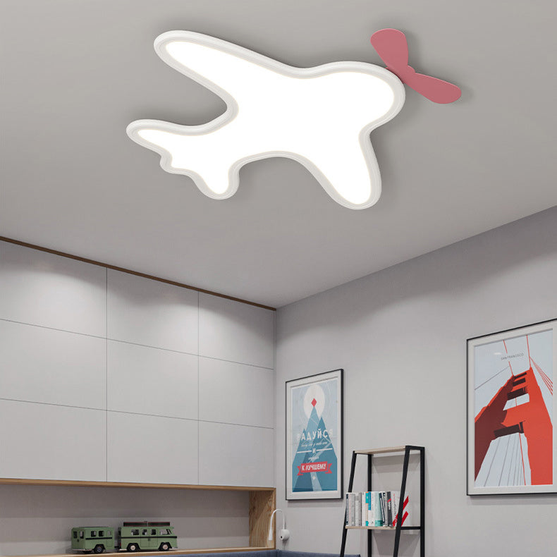 Plafonnier LED en acrylique et aluminium avec avion et ours cartoon créatif contemporain pour chambre d&