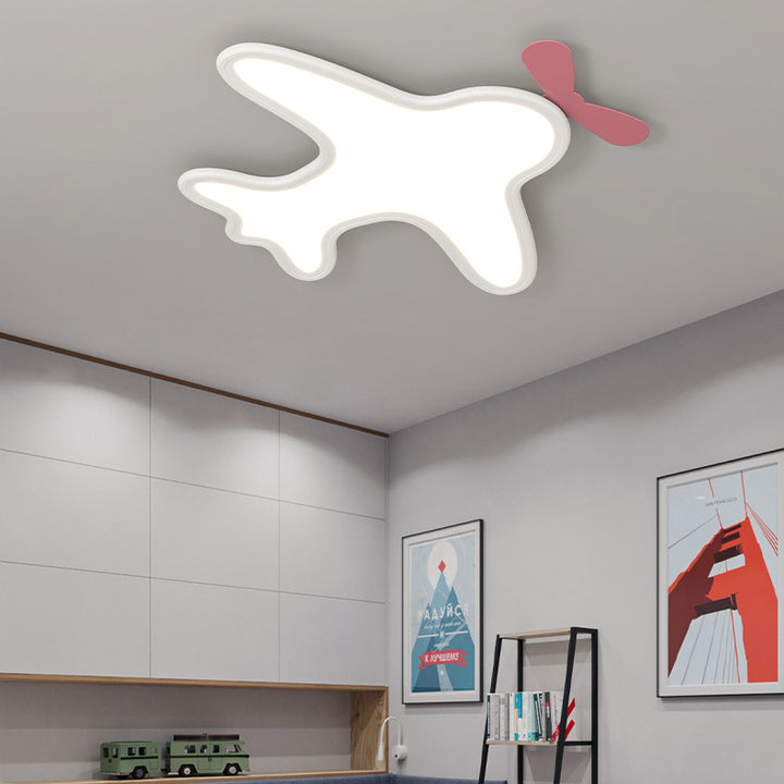 Plafonnier LED en acrylique et aluminium avec avion et ours cartoon créatif contemporain pour chambre d&