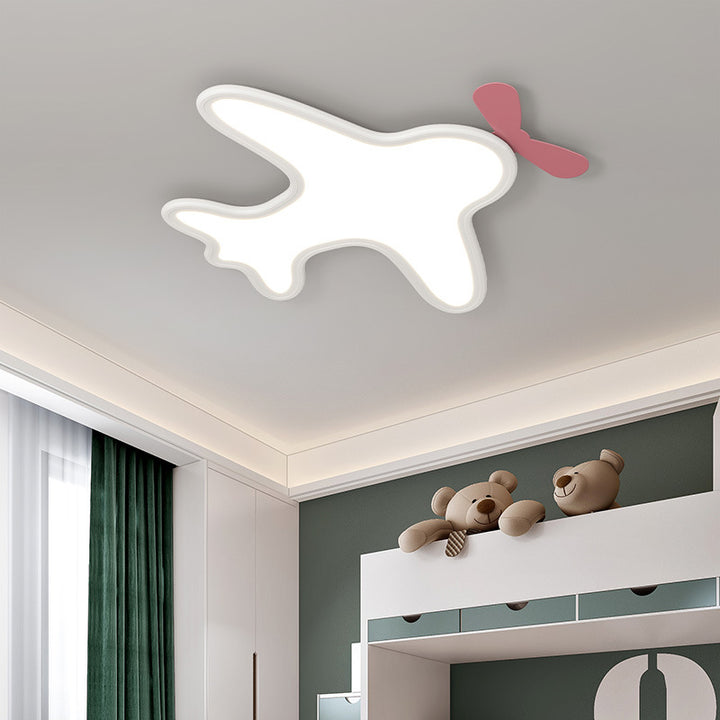 Plafonnier LED en acrylique et aluminium avec avion et ours cartoon créatif contemporain pour chambre d'enfant 