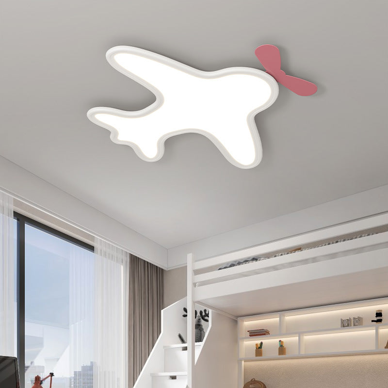 Plafonnier LED en acrylique et aluminium avec avion et ours cartoon créatif contemporain pour chambre d&