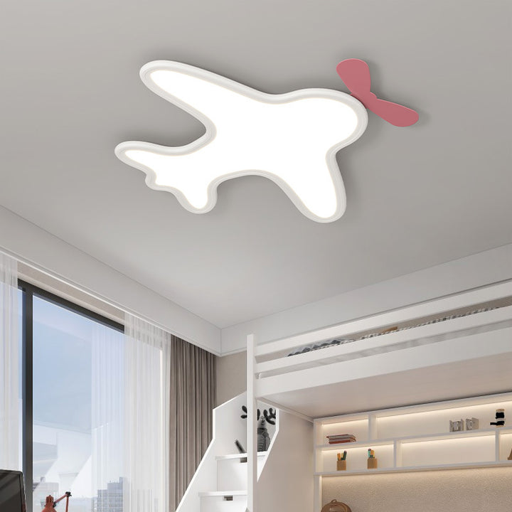 Plafonnier LED en acrylique et aluminium avec avion et ours cartoon créatif contemporain pour chambre d&