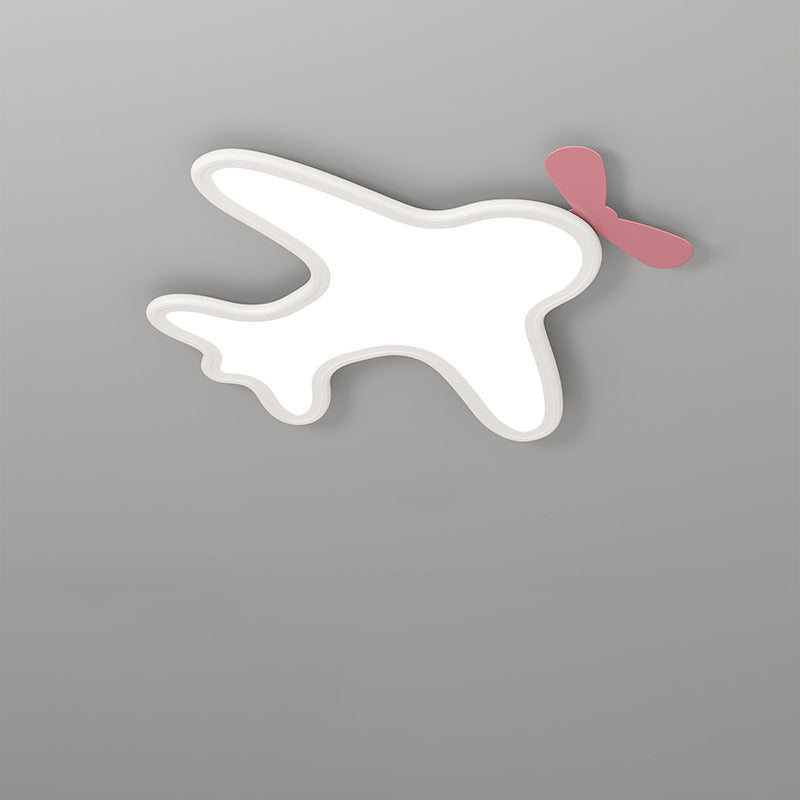 Plafonnier LED en acrylique et aluminium avec avion et ours cartoon créatif contemporain pour chambre d&