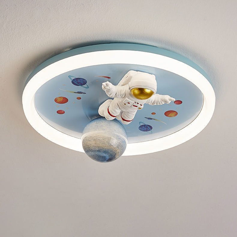 Lámpara de montaje semi-empotrado LED de PE de hierro contemporánea creativa de dibujos animados para niños redonda para dormitorio 