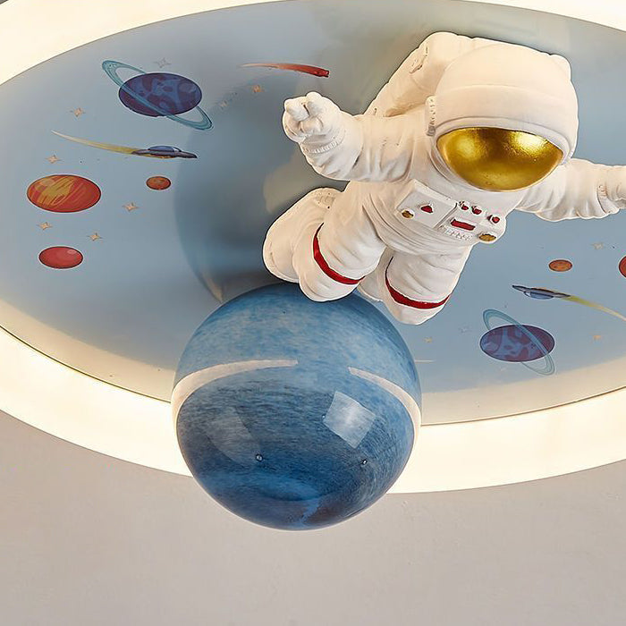 Lámpara de montaje semi-empotrado LED de PE de hierro contemporánea creativa de dibujos animados para niños redonda para dormitorio 