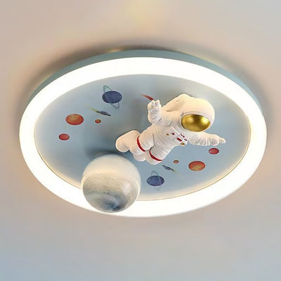 Lámpara de montaje semi-empotrado LED de PE de hierro contemporánea creativa de dibujos animados para niños redonda para dormitorio 