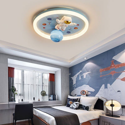 Lámpara de montaje semi-empotrado LED de PE de hierro contemporánea creativa de dibujos animados para niños redonda para dormitorio 