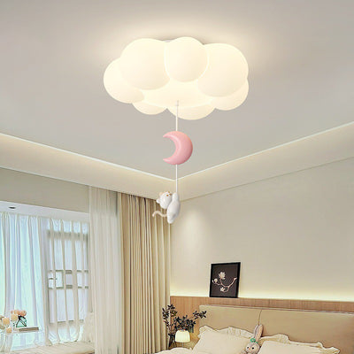 Luz de techo LED de montaje empotrado de hierro PE con estrella de luna de nube gatito para dormitorio creativo contemporáneo para niños 