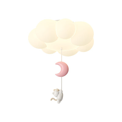 Luz de techo LED de montaje empotrado de hierro PE con estrella de luna de nube gatito para dormitorio creativo contemporáneo para niños 