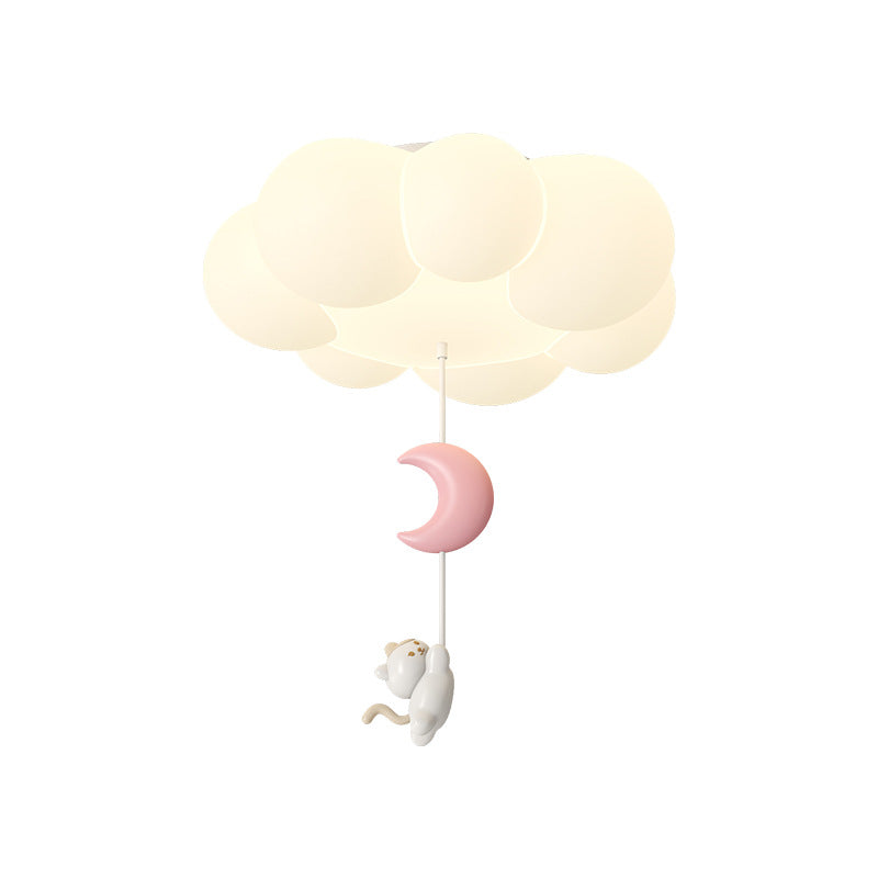 Luz de techo LED de montaje empotrado de hierro PE con estrella de luna de nube gatito para dormitorio creativo contemporáneo para niños 