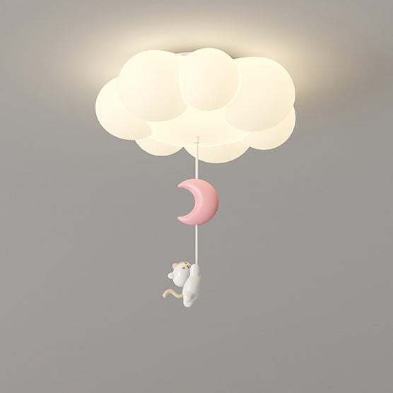 Luz de techo LED de montaje empotrado de hierro PE con estrella de luna de nube gatito para dormitorio creativo contemporáneo para niños 