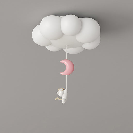 Luz de techo LED de montaje empotrado de hierro PE con estrella de luna de nube gatito para dormitorio creativo contemporáneo para niños 