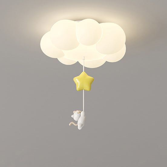 Luz de techo LED de montaje empotrado de hierro PE con estrella de luna de nube gatito para dormitorio creativo contemporáneo para niños 