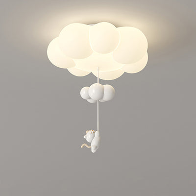 Luz de techo LED de montaje empotrado de hierro PE con estrella de luna de nube gatito para dormitorio creativo contemporáneo para niños 
