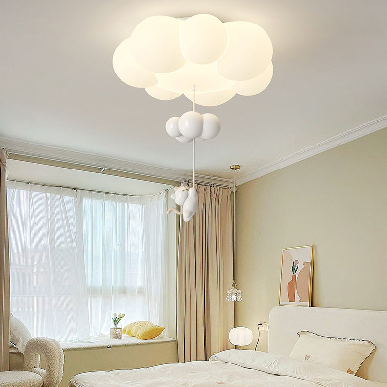 Luz de techo LED de montaje empotrado de hierro PE con estrella de luna de nube gatito para dormitorio creativo contemporáneo para niños 
